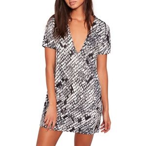 Missguided Snakeskin Deep V Dress
